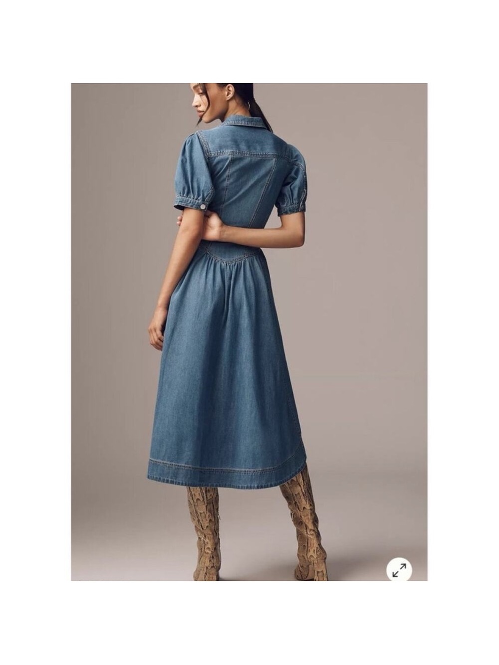 Pilcro Blue Denim Button-Front Midi Dress - Picture 4 of 8